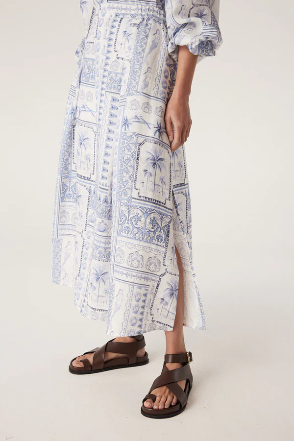 CABLE MELBOUNRE Seychelles Linen Skirt mermaid print