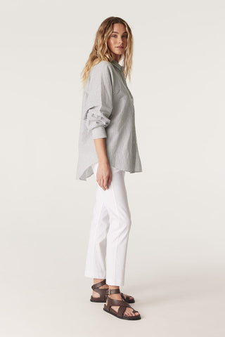 CABLE MELBOURNE Girlfriend Stripe Shirt sage green