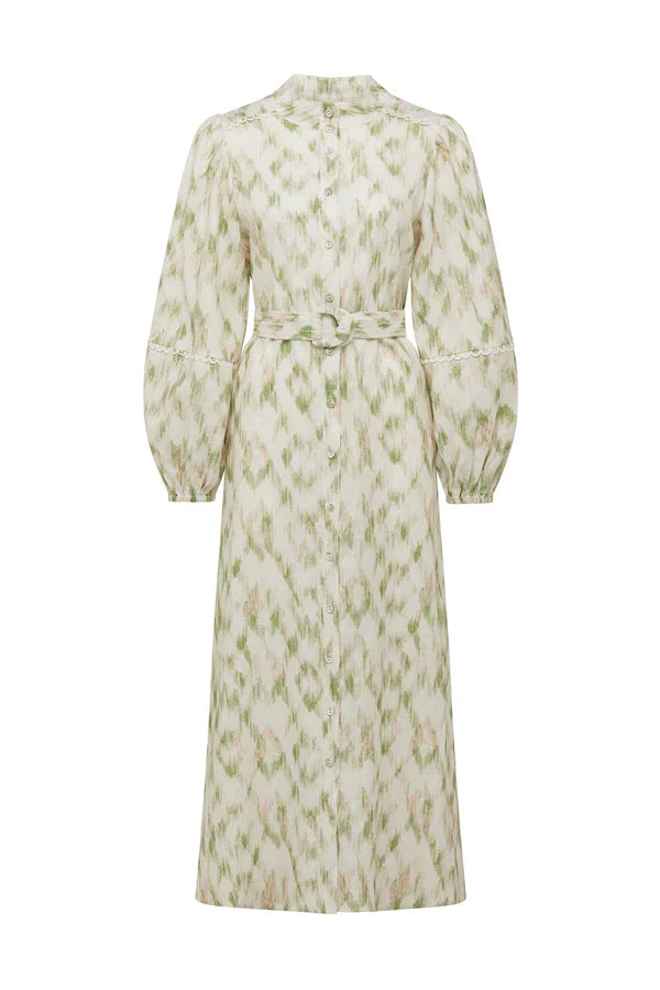 CABLE MELBOUNRE Adeline Linen Dress ikat print