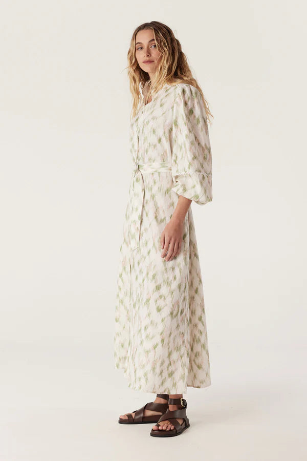 CABLE MELBOUNRE Adeline Linen Dress ikat print