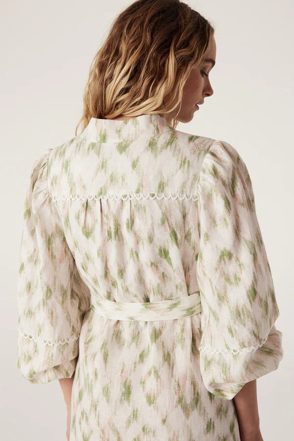 CABLE MELBOUNRE Adeline Linen Dress ikat print