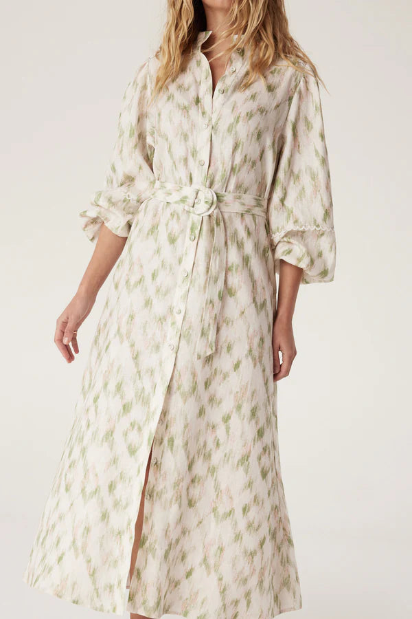 CABLE MELBOUNRE Adeline Linen Dress ikat print