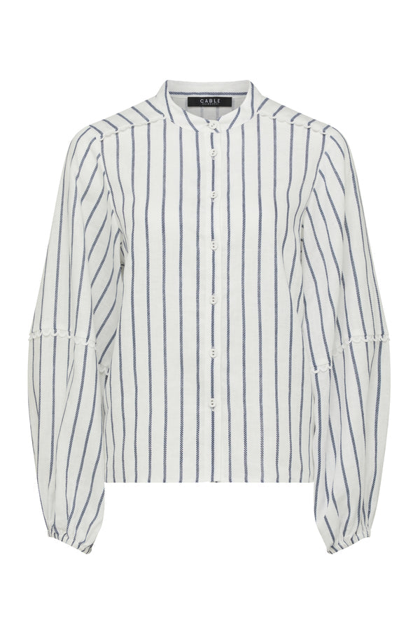 CABLE MELBOURNE Avondale Linen Blouse navy stripe