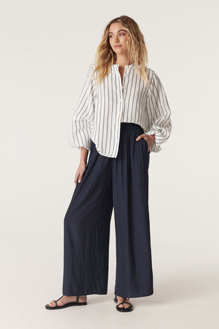 CABLE MELBOURNE Avondale Linen Blouse navy stripe