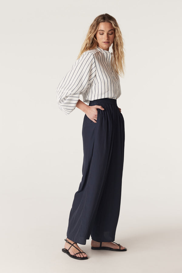 CABLE MELBOURNE Avondale Linen Blouse navy stripe