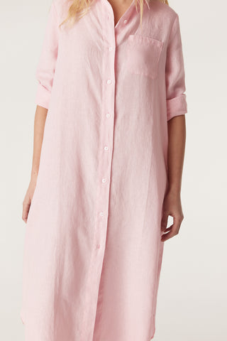 CABLE MELBOURNE Pure Linen Shirt Dress pink