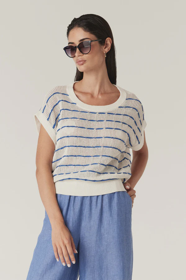 CABLE MELBOURNE Coast Knit Top blue stripe