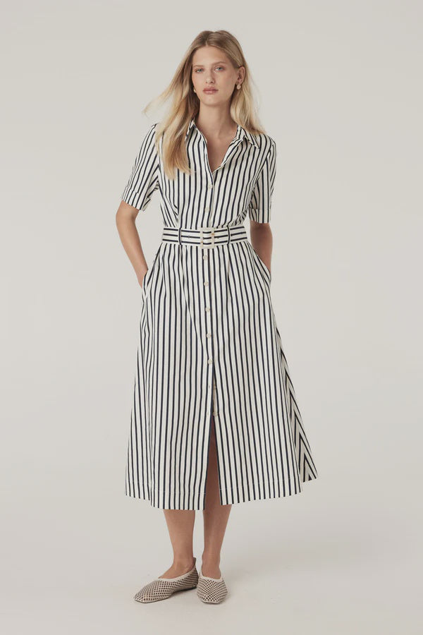 CABLE MELBOURNE Lina Striped Shirt Dress navy stripe