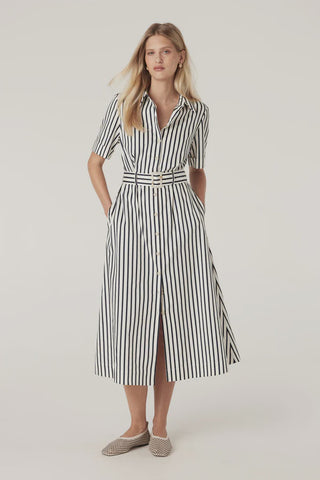 CABLE MELBOURNE Lina Striped Shirt Dress navy stripe