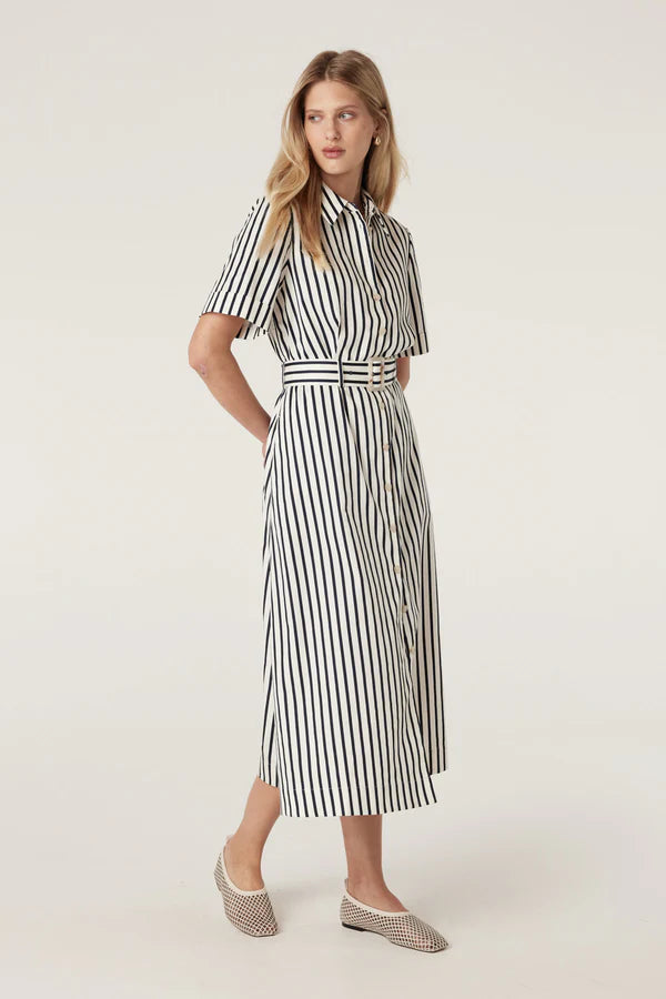 CABLE MELBOURNE Lina Striped Shirt Dress navy stripe