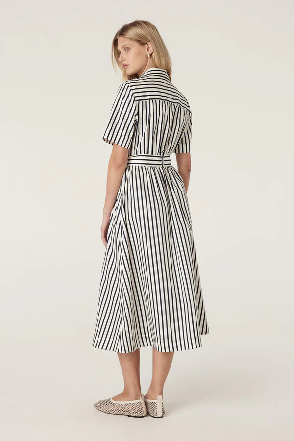 CABLE MELBOURNE Lina Striped Shirt Dress navy stripe