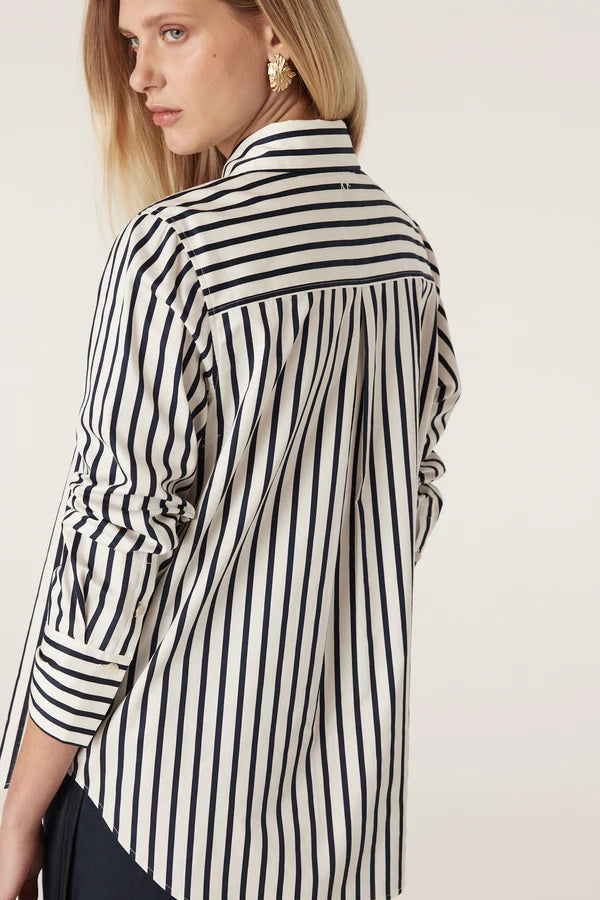CABLE MELBOURNE Lina Stripe Shirt navy stripe