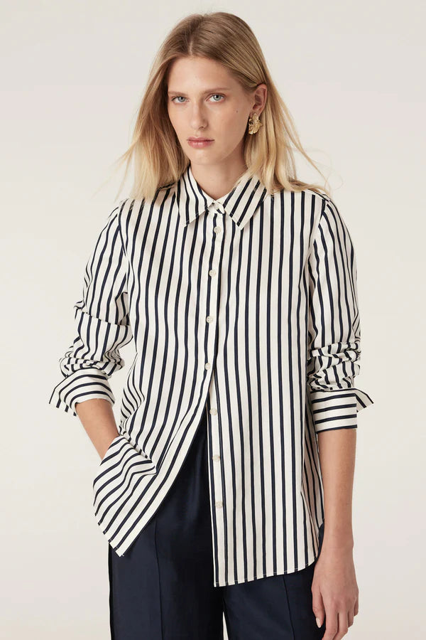 CABLE MELBOURNE Lina Stripe Shirt navy stripe