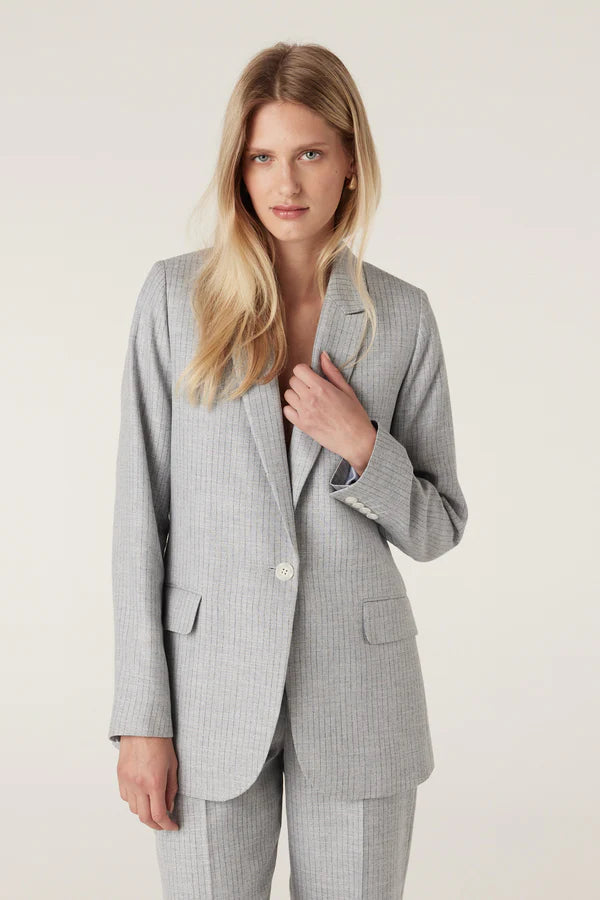 CABLE MELBOURNE Ivy Linen Blazer blue pinstripe
