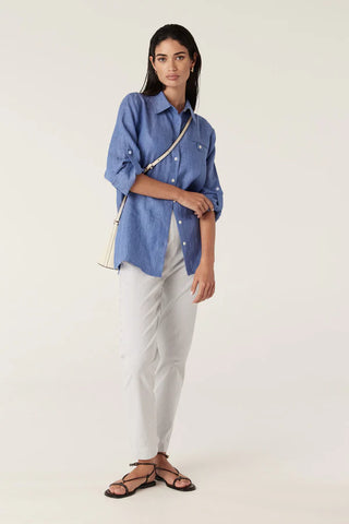 CABLE MELBOURNE Bell Pant white navy stripe