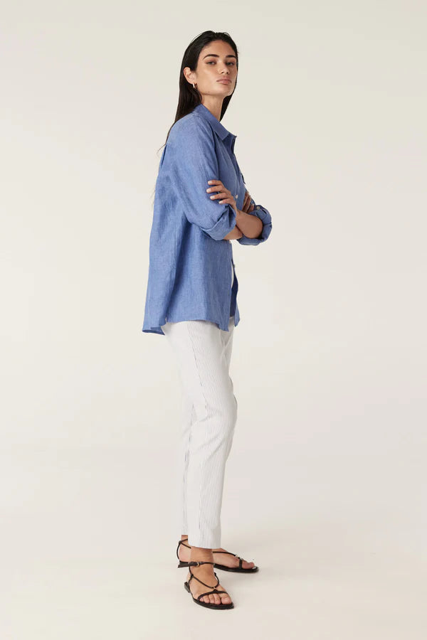 CABLE MELBOURNE Bell Pant white navy stripe