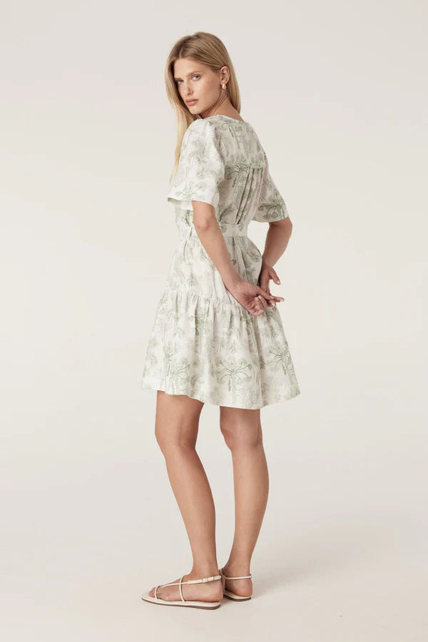 CABLE MELBOURNE Gracie Linen Dress palm print