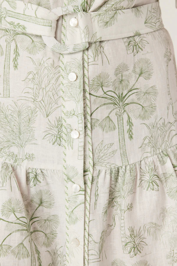 CABLE MELBOURNE Gracie Linen Dress palm print