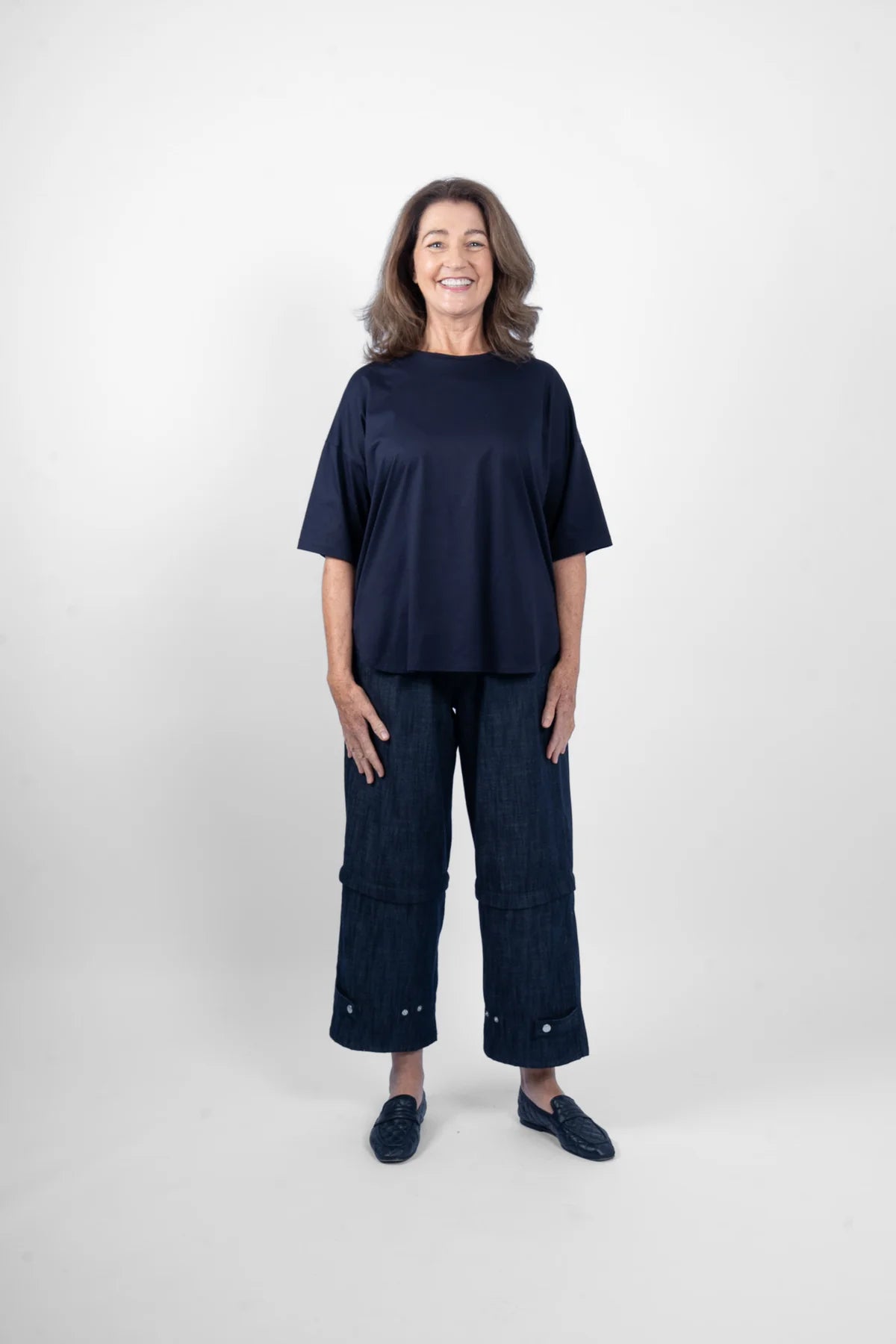 M.A.DAINTY Peony Top navy