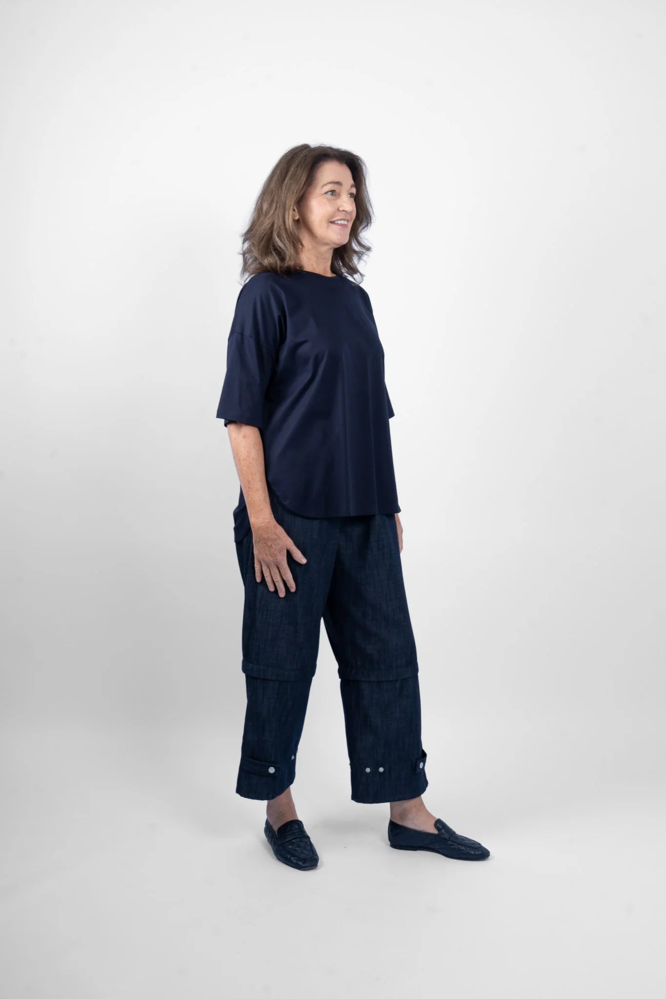 M.A.DAINTY Peony Top navy
