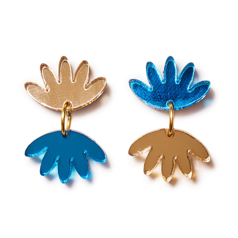 EMELDO DESIGN Nova Small Dangle Earrings blue gold