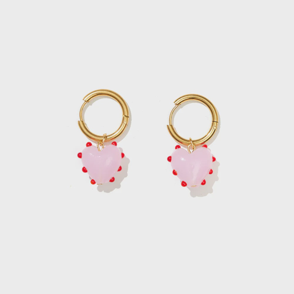 EMELDO DESIGN Heart Drop Hoops red pink gold