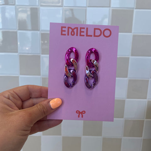 EMELDO DESIGN Cosmic Chain Earrings barbie pink