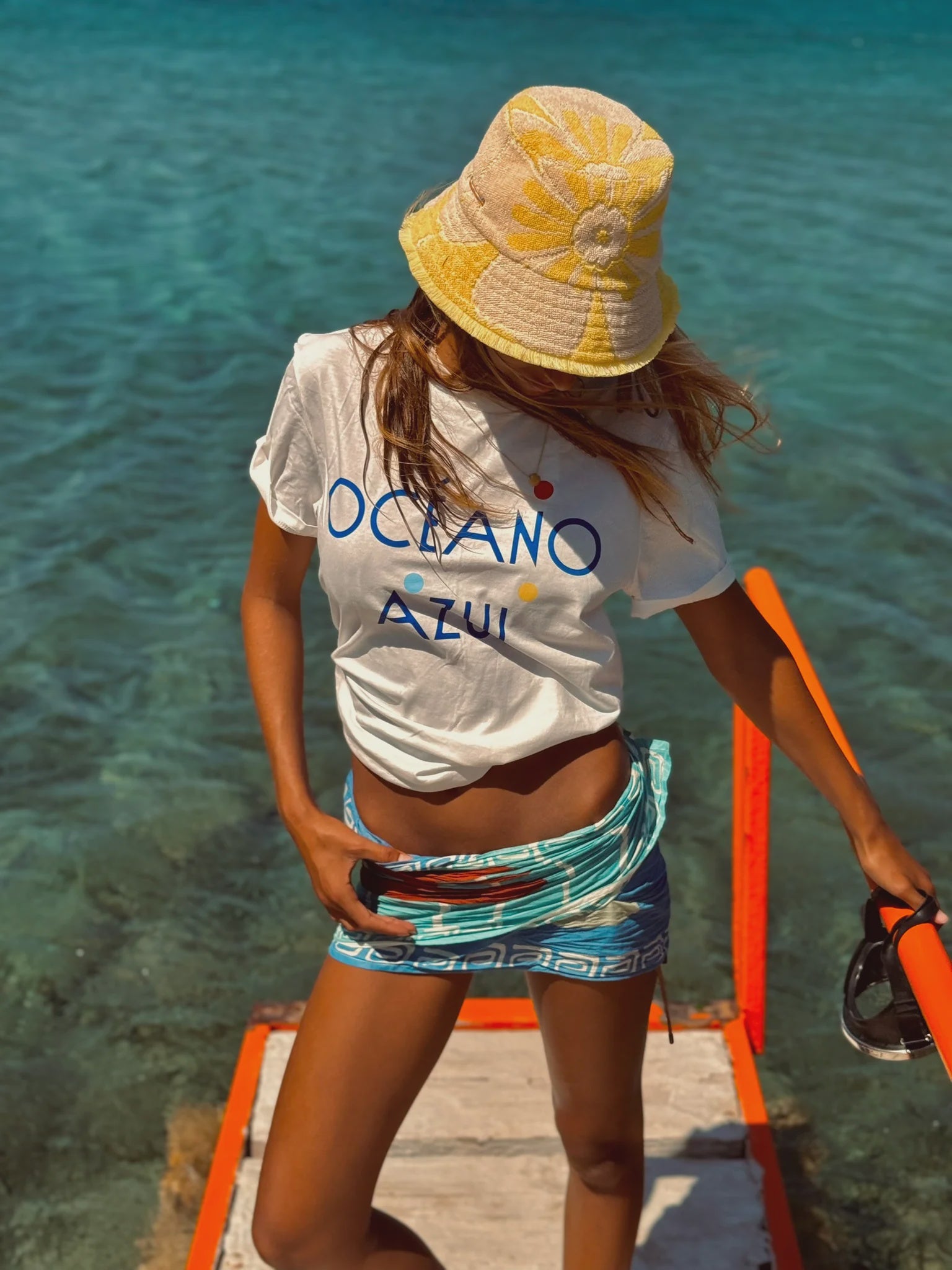 LITTLE PALMA Oceano Azul T-Shirt off white