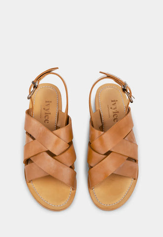 IVYLEE COPENHAGEN Josh Flat Sandal dark tan