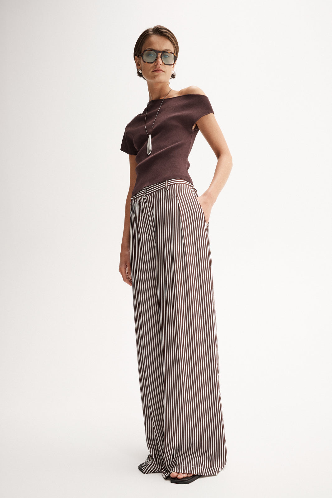 ELKA COLLECTIVE Jamie Pant chocolate stripe