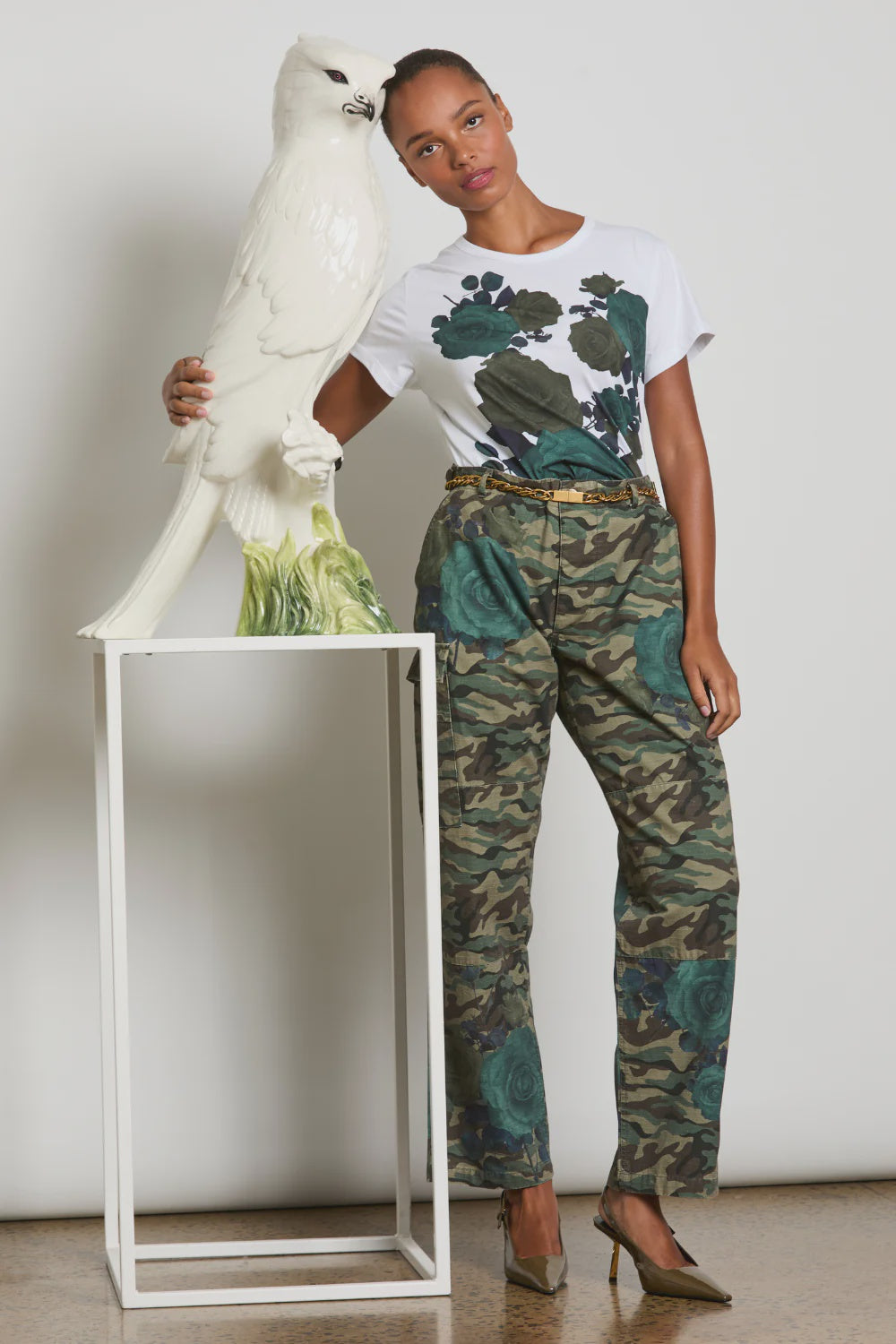 M.A.DAINTY Muster Pants camo roses
