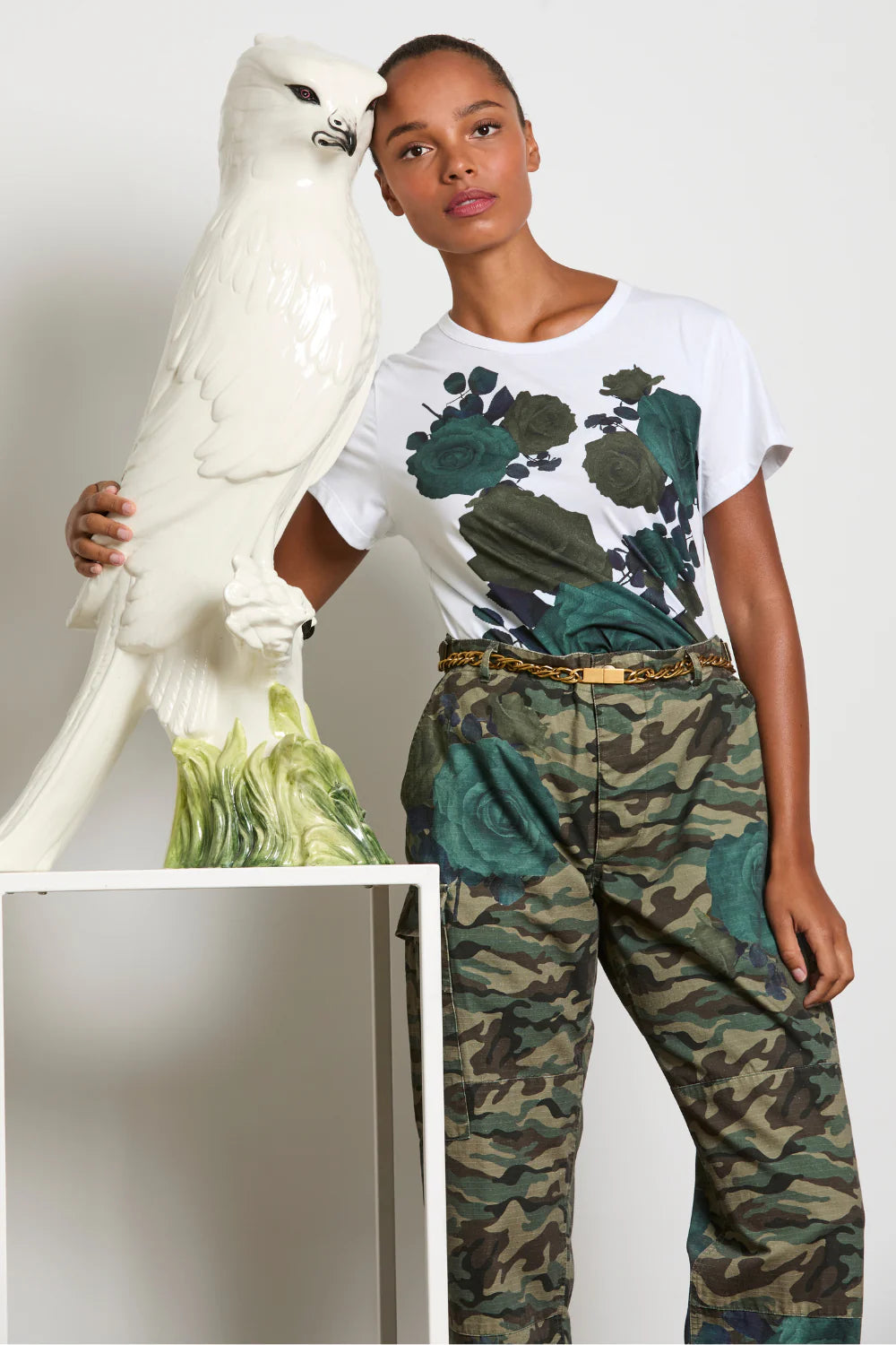 M.A.DAINTY Muster Pants camo roses