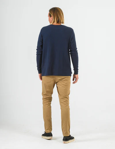MR SIMPLE Smith LS Waffle Tee navy