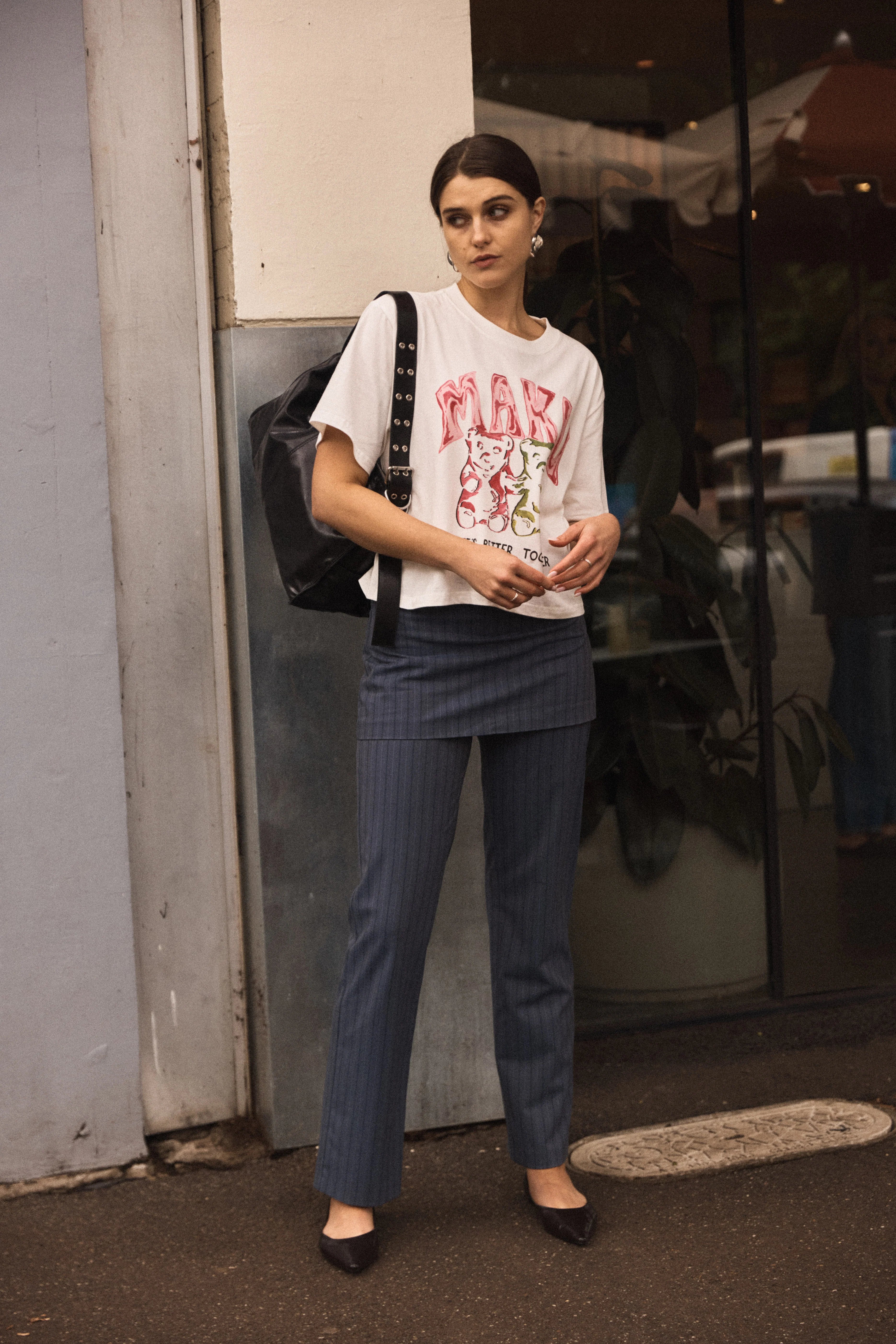 MAKU Lover Bears Boxy Crop Tee white