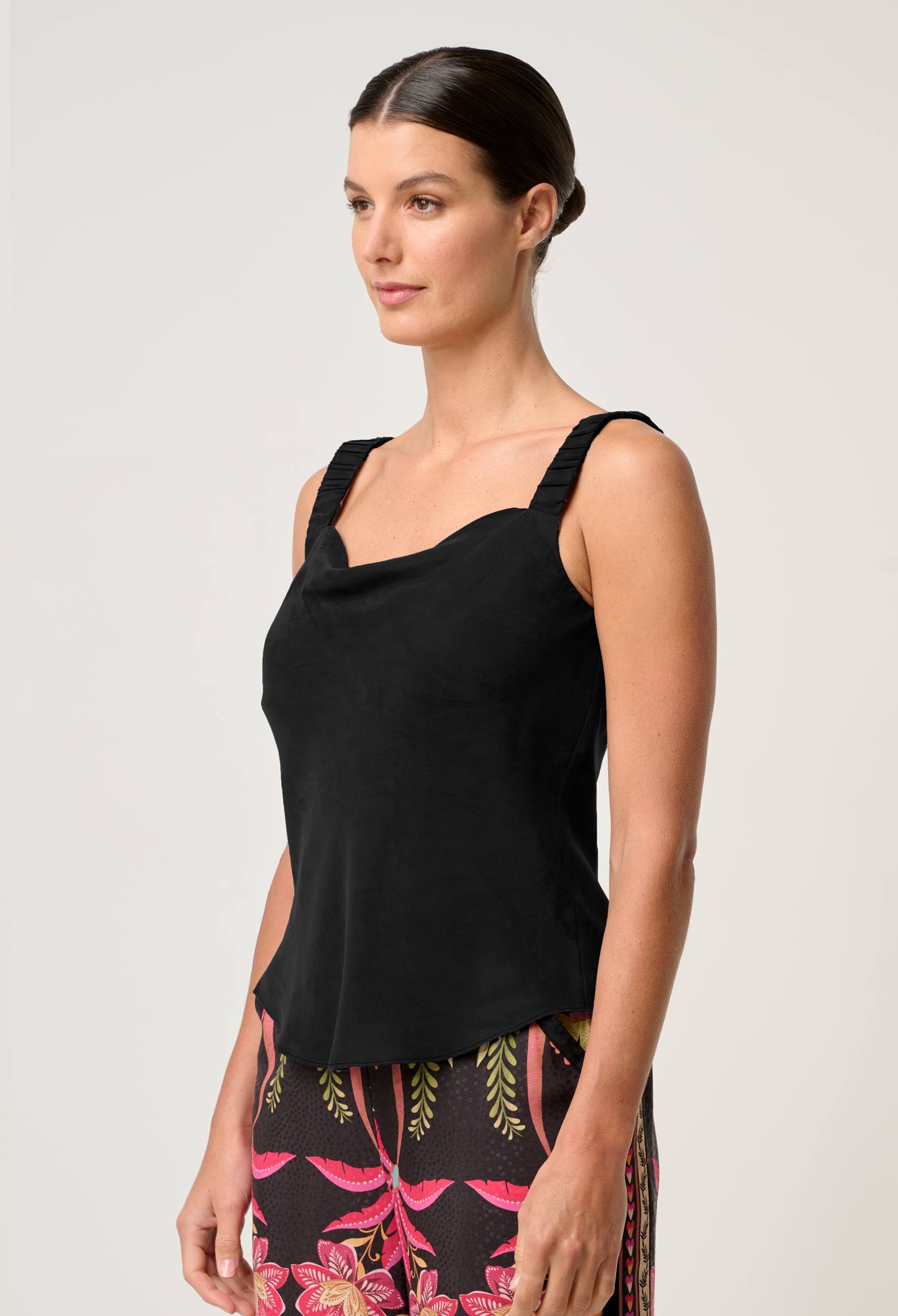 ONCE WAS Delray Reversible Cupro Cami black