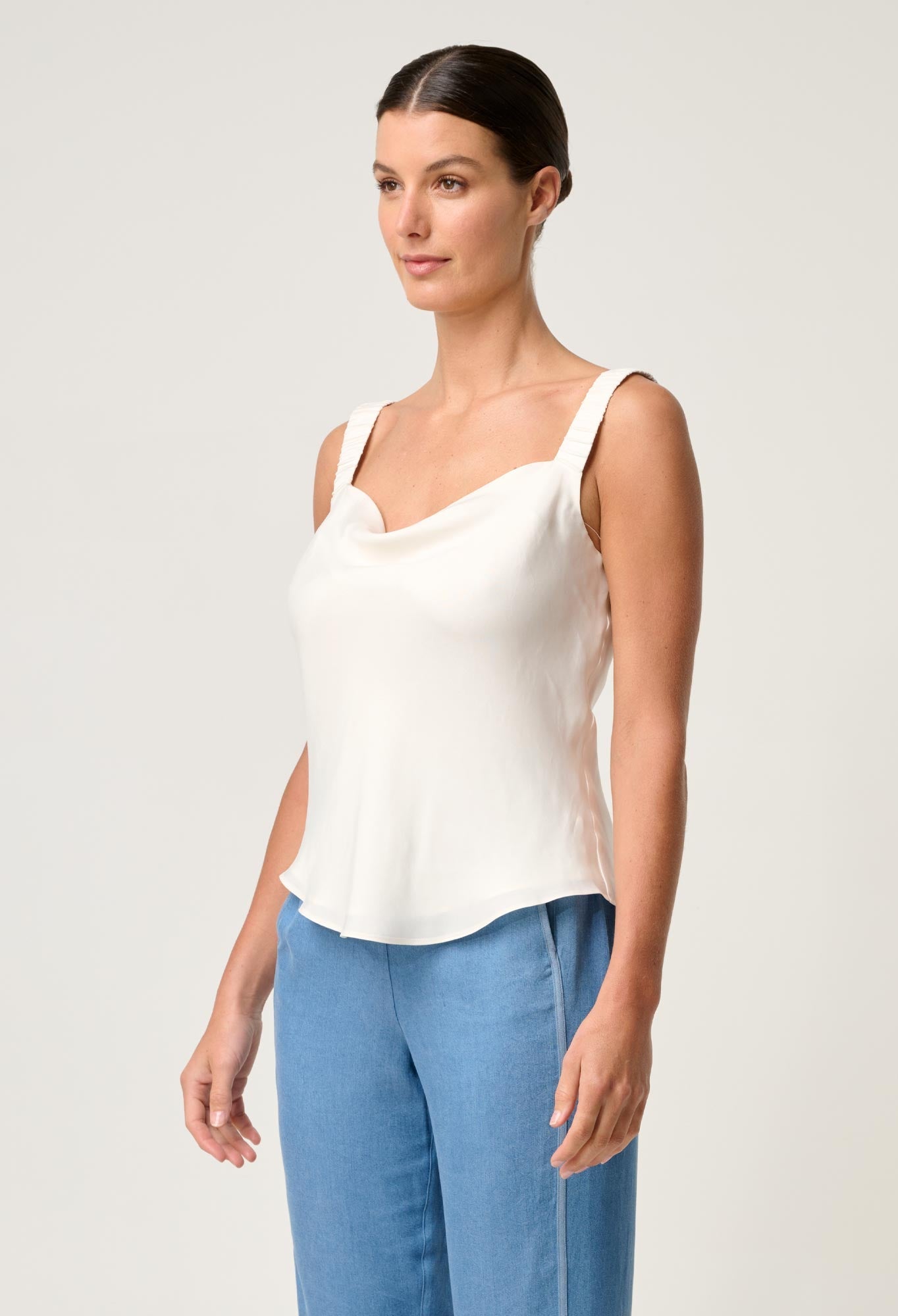 ONCE WAS Delray Reversible Cupro Cami ivory