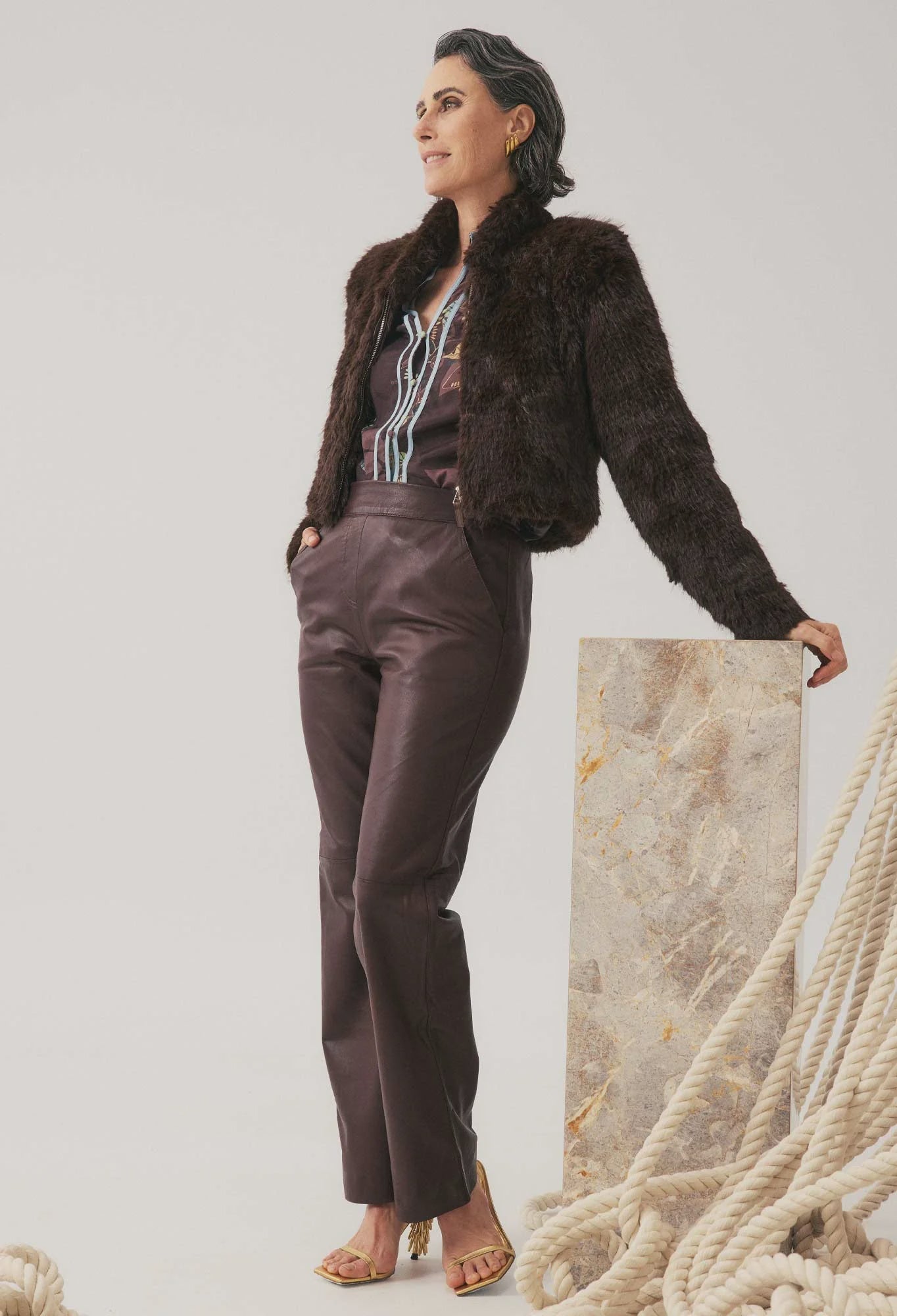 ONCE WAS Joan Leather Straight Leg Pant oxblood