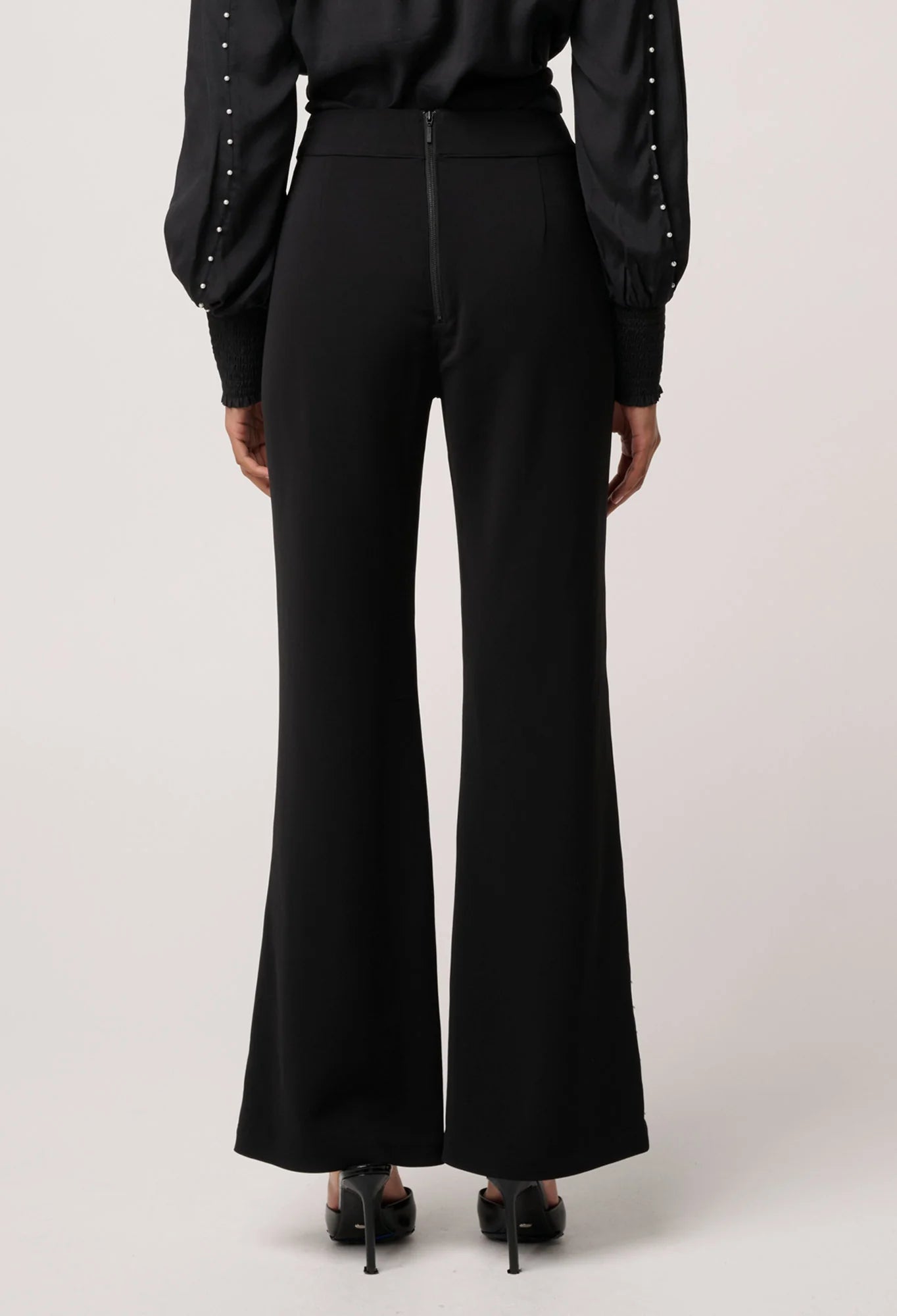 ONCE WAS Marcela Pearl Embellished Stretch Pant black