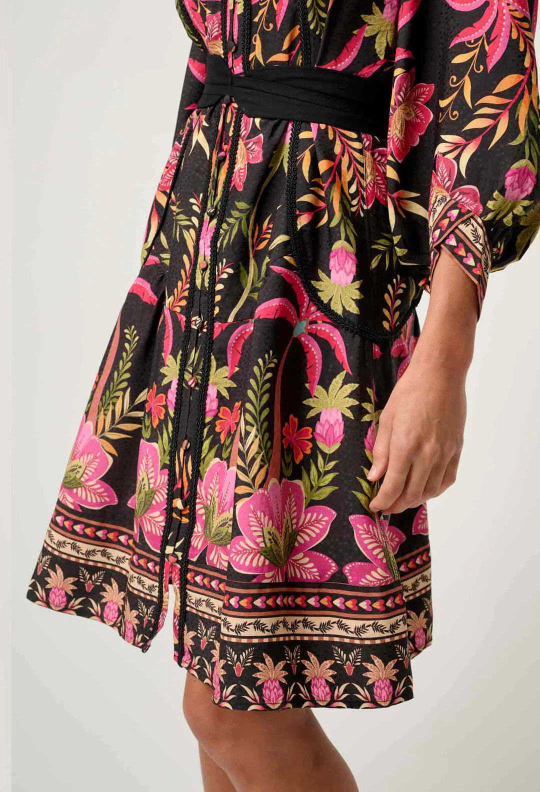 ONCE WAS Aurelia Viscose Lace Dress in anthos lotos