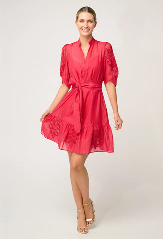 ONCE WAS Jamila Silk Cotton Dress ruby