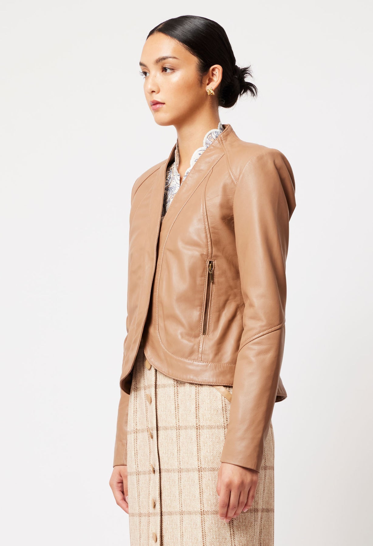 ONCE WAS Nova Leather Jacket husk