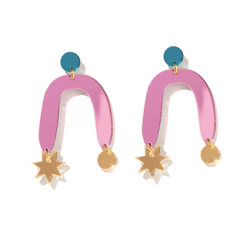 EMELDO DESIGN Sophie Earrings pink teal gold