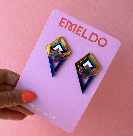 EMELDO DESIGN Azul Earrings orange blue pink
