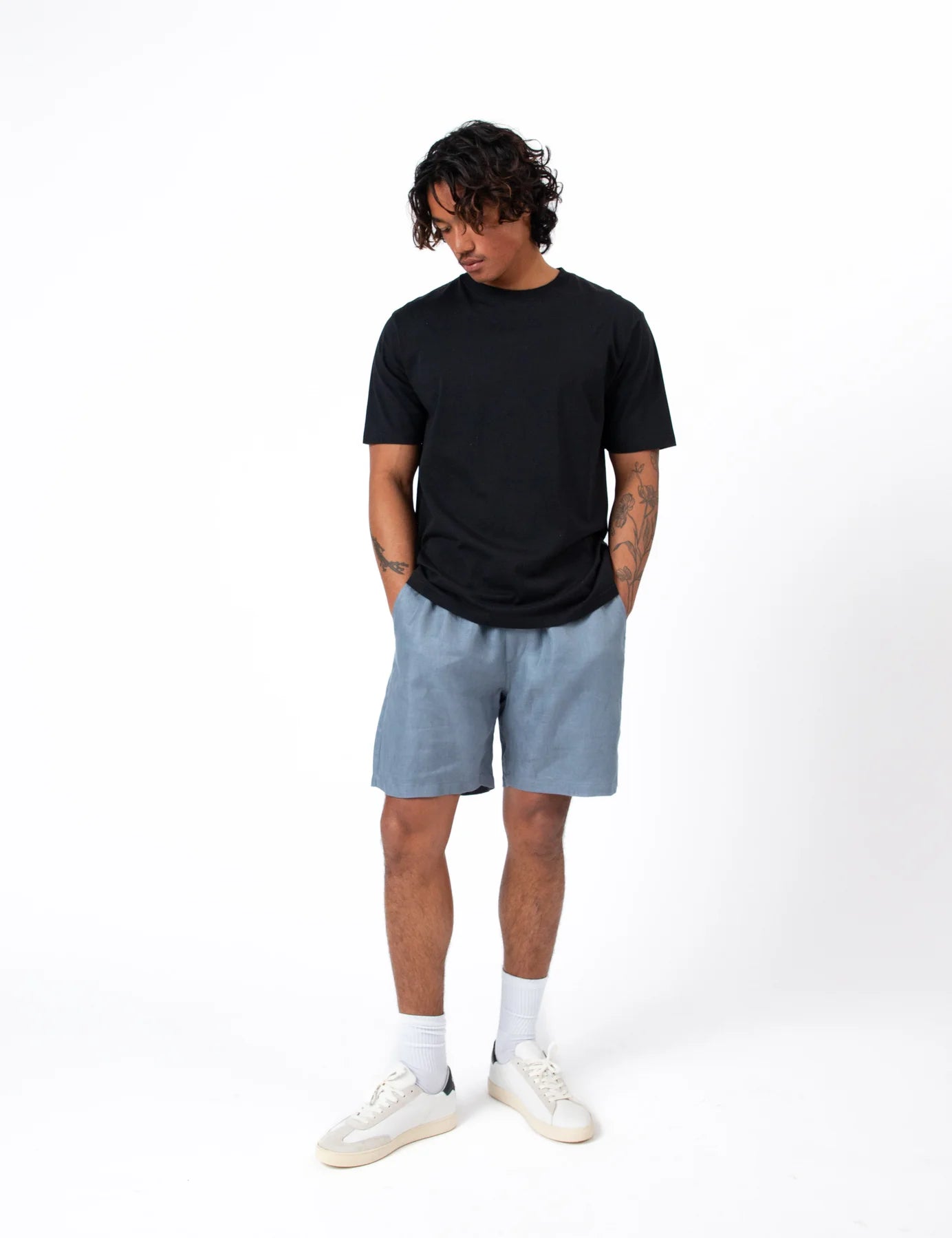 MR SIMPLE Burbank Herringbone Short slate blue