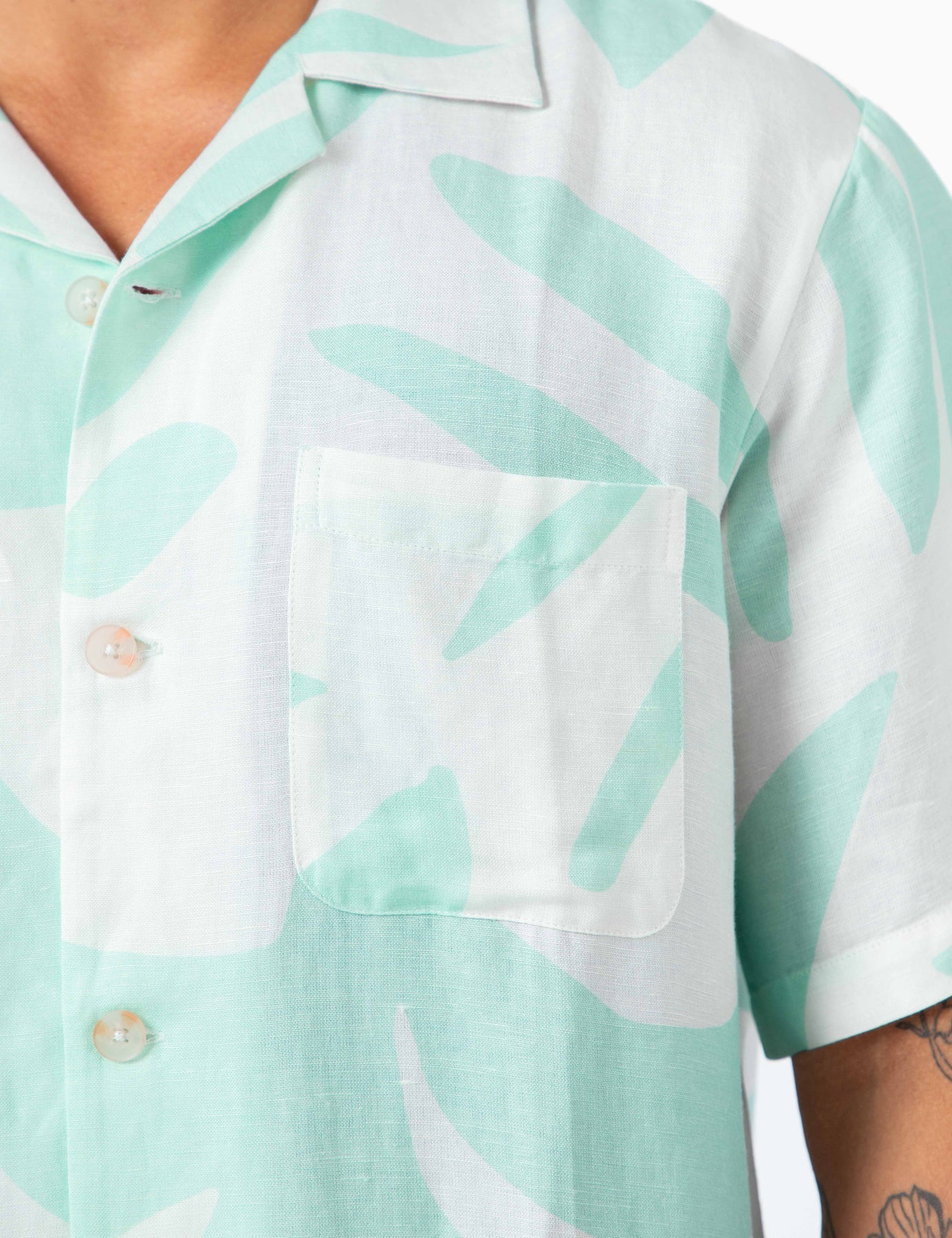 MR SIMPLE HOLIDAY Palm Cuban SS Shirt LT blue