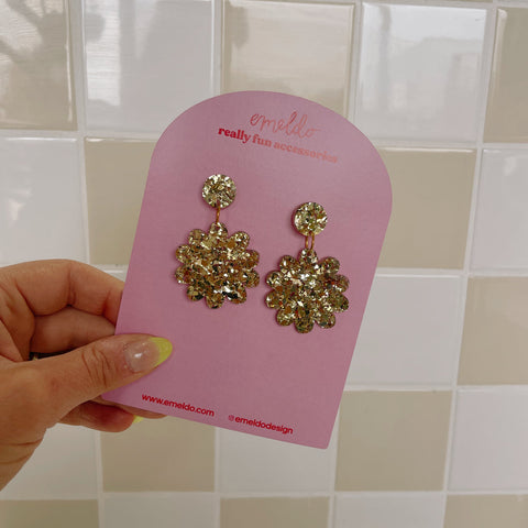 EMELDO DESIGN Blossom Earrings bright gold glitter