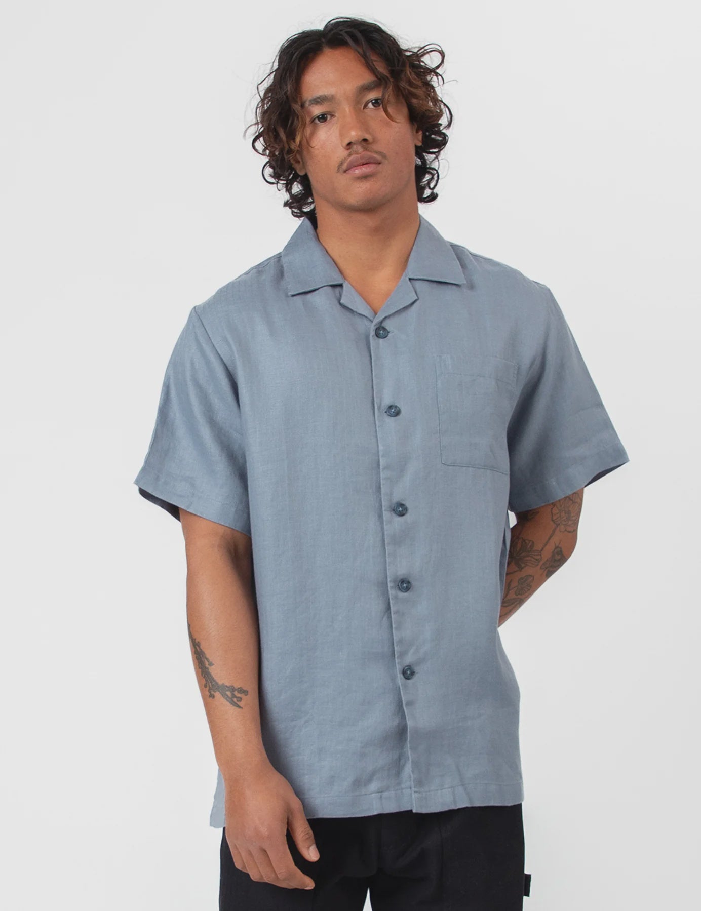 MR SIMPLE HOLIDAY Shore Cuban SS Shirt slate blue