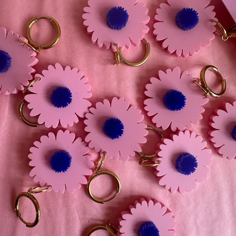 EMELDO DESIGN Bobby Blossoms Earrings gold pink blue