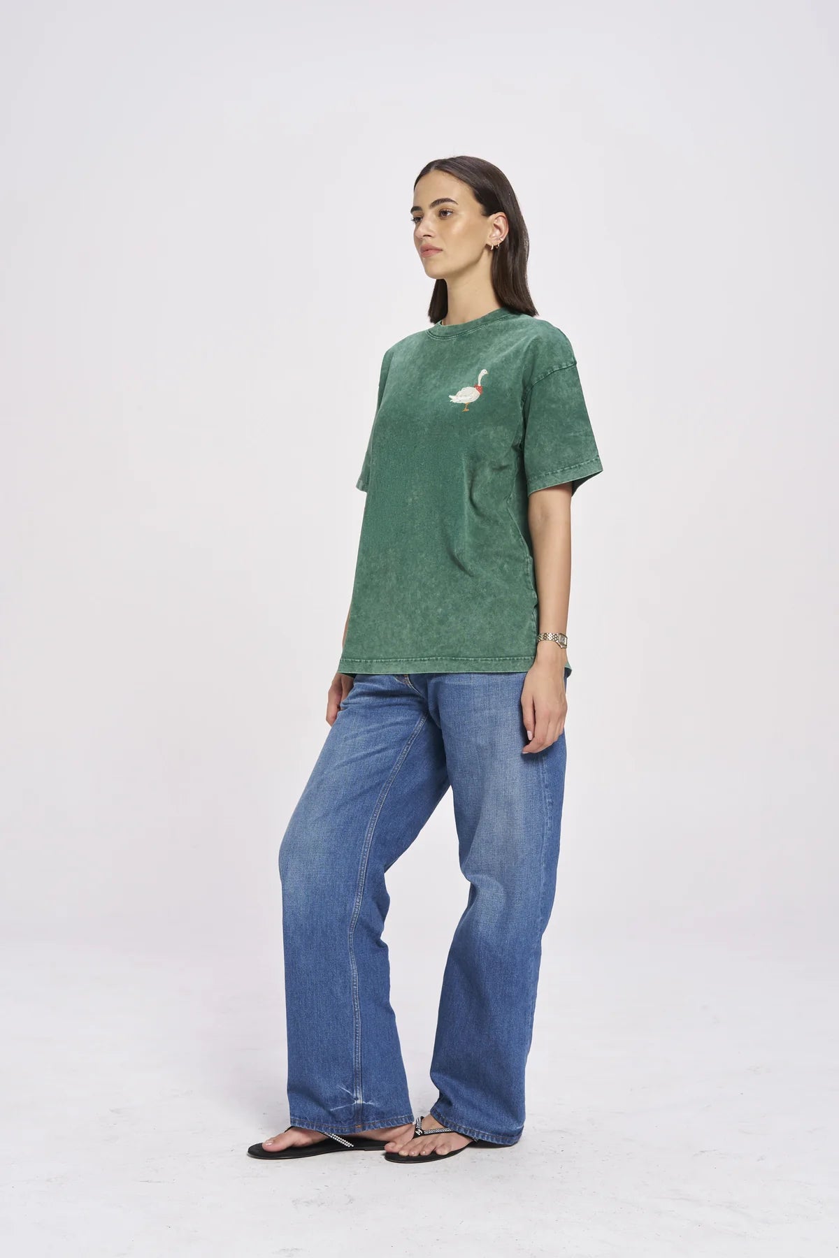MAKU Don't Be A Goose Oversize Wash Tee green