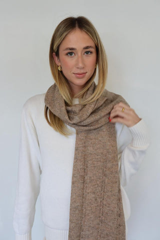CINNAMON CREATIONS  Classic Cable Knit Scarf taupe